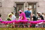 aboard the fun bus (in yellow and pink)