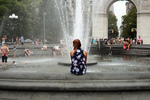 washington square park fountain, flowers